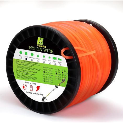 Fil de débroussailleuse 2.4mm Universal, carre orange de qualité commerciale, nylon de qualité supérieure universel 2.4mm x 100 pour coupe et débroussailleuse (1/5)