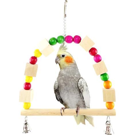 Swing, Wood, Bells, Perch, Toy, Parakeets, Cockatiels (1/5)