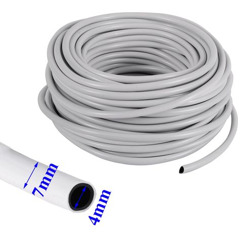 Tuyau d'arrosage en PVC (1/4 pouce, 20 mètres) pour jardin, avec buse d'irrigation goutte à goutte pour plantes et fleurs.
