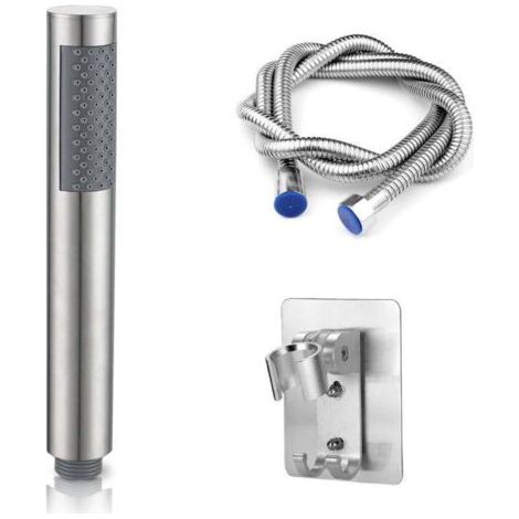 Pommeau de douche à main avec flexible en acier inoxydable de 2 m et support, ensemble de douche de salle de bain 3 pièces (1/5)
