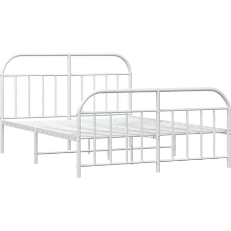 Cadre de lit métal sans matelas et pied de lit blanc 140x200 cm vidaXL (1/5)