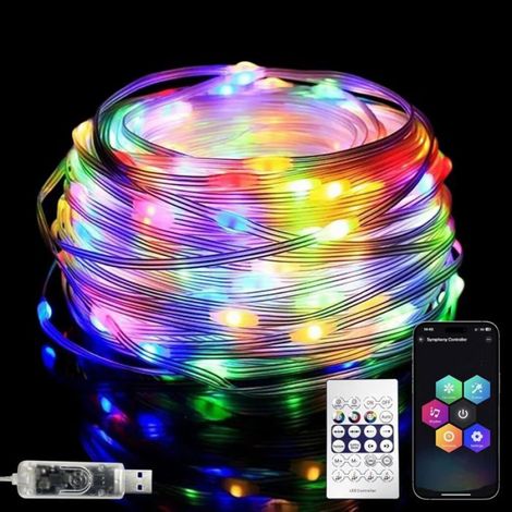 Guirlande Lumineuse LED 10M 100 LED RGB - IP65 Étanche - Télécommande et Application (1/5)
