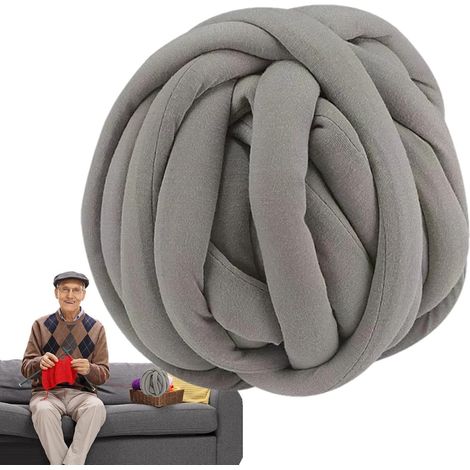 Gros Fil à Tricoter Fil géant Lavable et volumineux pour Le Tissage, l'artisanat, Le Crochet Fil Jumbo Doux et Lavable - 1 Rouleau (20 Yards) pour Tricot à Bras pour Compagnie, (1/5)