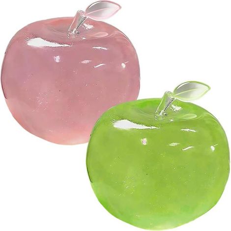 BelleRise - Jouet Squish-Pomme décorée de feuilles,Soulager le stress,TPR -pour Bureau École Apaisement-Rose et vert (1/4)