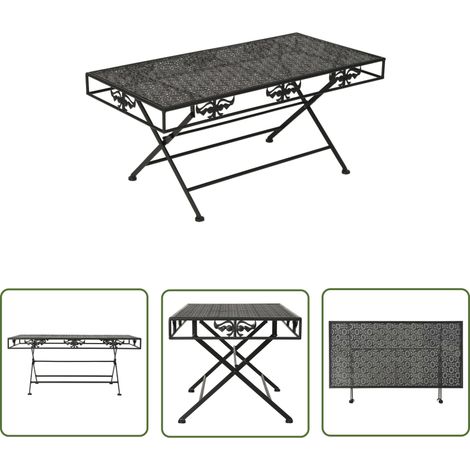 The Living Store Table basse pliante Style vintage Métal 100x50x45 cm Noir - Table Basse Pliable - Table D'appoint - Style Vintage - Table En Métal - Meuble Salon (1/5)