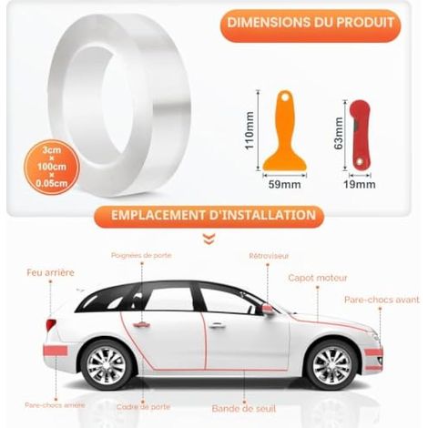 Film de protection transparent pour voiture 3 cm x 10 m (1/3)