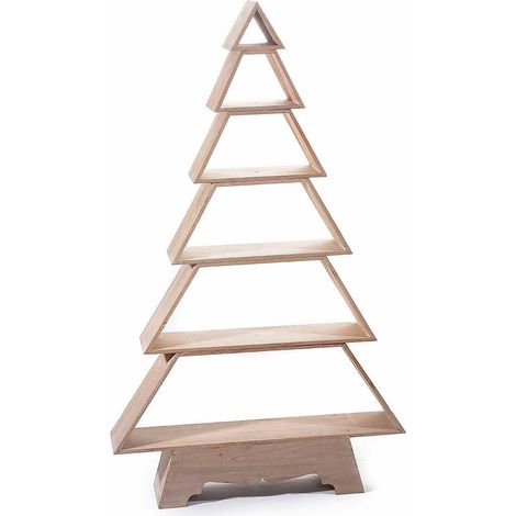 Albero di Natale in legno con mensole altezza 1,24 metri per allestire casa vetrine e negozi (1/3)