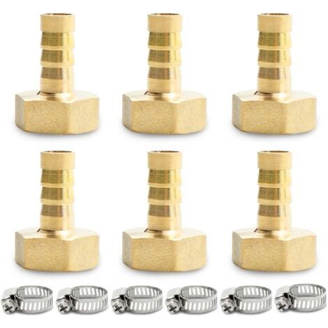 Lot de 6 Raccords cannelés, Laiton, Filetage BSP 1/2", Diamètre 12 mm, Outils pneumatiques (1/5)