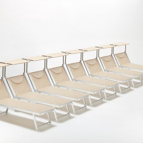 Stock 20 Lettini spiaggia mare prendisole in alluminio Santorini - Beige
