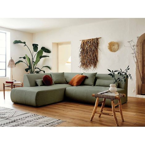 Lisa Design – Canapé d'angle modulable 5 places – Tissu 100% polyester – Dimensions L220xH75xP198 cm – Design moderne sans accoudoirs (1/5)
