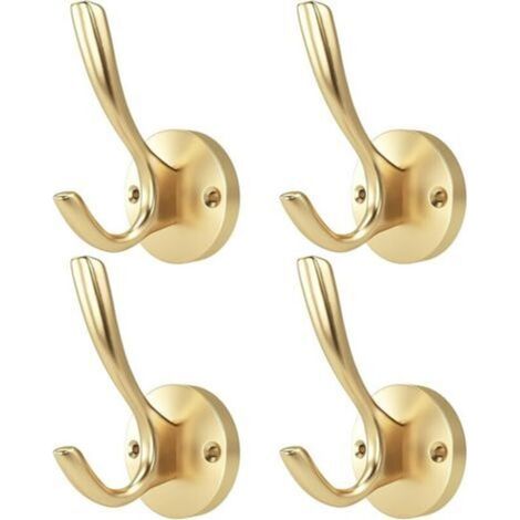 Solid Metal Hooks for Hanging Clothes Hooks Wall Mounted Towel Hooks for Home, Golden (1/5)