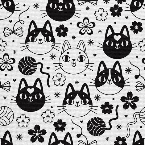Tela decorativa para exteriores Oxford - motivo de gatos blancos y negros (1/5)