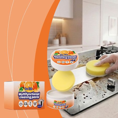 JUEFISH Mehrzweck-Reinigungspaste – Tägliche Fleckenentfernung in Küche und Bad, Oberflächenpolitur, Multifunktionsreiniger – 100 g x 1 + 1 Schwamm -- DTEKGAZ (1/5)