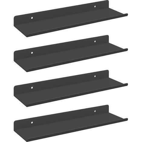Floating Shelf Wall-mounted 4 pcs Black 30 x 9 x 2.5 cm Steel vidaXL (1/5)