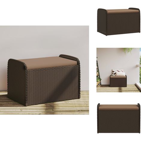 Banc de rangement et coussin marron 80x51x52 cm résine tressée - Banc De Jardin - Meuble De Jardin - Rangement Extérieur - Banc Coffre - Résine Tressée (1/5)