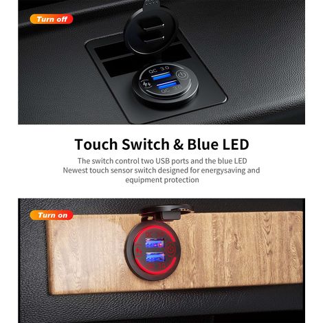 (Exklusiv in Südostasien erhältlich) Universelles Kfz-Ladegerät für Autos, Boote und Motorräder mit USB-Anschlussschalter für QC3.0-Schnellladung (UVP: 128 THB) Weißes Licht (1/5)