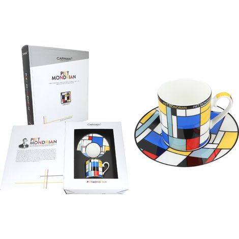 Taza Carmani de 240 ml con platillo - Piet Mondrian/Composición (1/5)