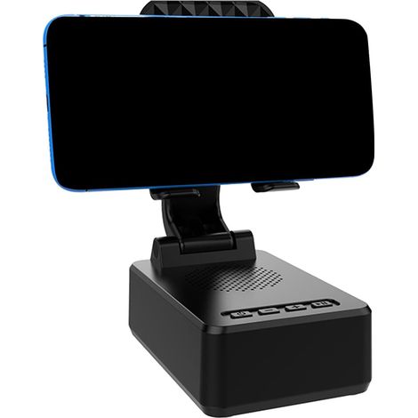 Support de téléphone réglable avec haut-parleur Base antidérapante Son surround pour la maison ou l'extérieur Support pliable Support de bureau rotatif avec (1/5)