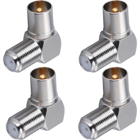 4 Pièces Connecteur Coaxial d'Antenne TV à 90 Degrés Prise Mâle vers F Femelle Adaptateur à Angle Droit pour Câble Satellite