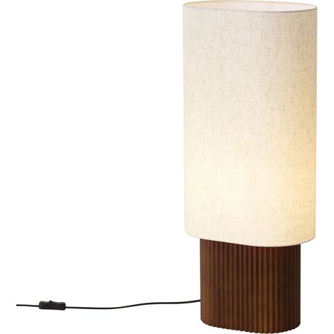 QAZQA Japandi Floor Lamp Walnut Wood with Fabric Shade 70cm - (1/5)