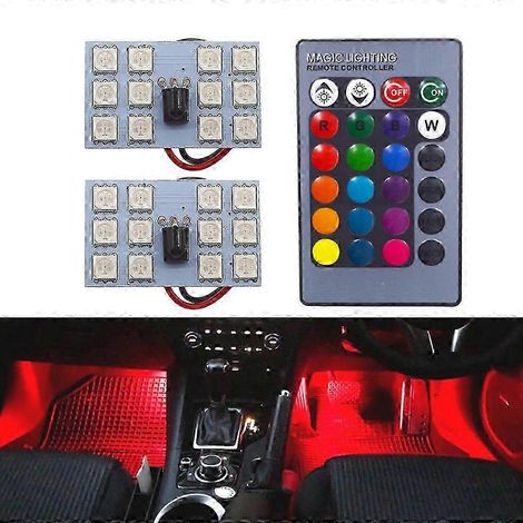 2 ampoules LED T10 RGB pour voiture, 12 V CC, 5050, 12 SMD, télécommande, panneau, éclairage intérieur, plafonnier, diffuseur, adaptateur Ba9S ( ) (1/5)