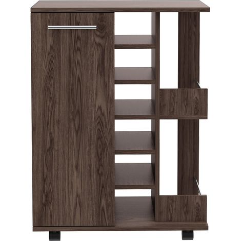 Carrito de Bar, Bar Cart, con botellero y ruedas (1/5)