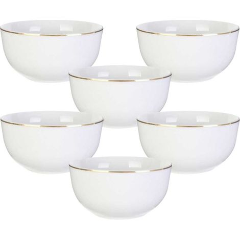 Set de 6 bols blancs en porcelaine avec liseré doré (50cl) - AURA (1/4)