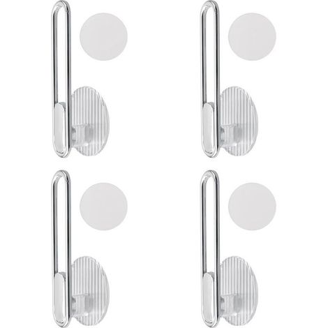 Lot de 4 crochets auto adhésifs en forme de L pour embrasses de rideaux Crochets muraux sans perçage Crochets multi usages pour la maison (1/5)