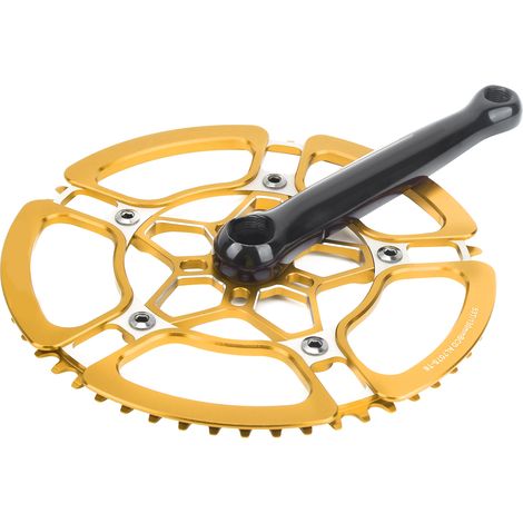 170 mm Fahrradkurbelgarnitur aus Aluminiumlegierung, 53 Zähne, Singlespeed, goldenes Kettenblatt (1/5)