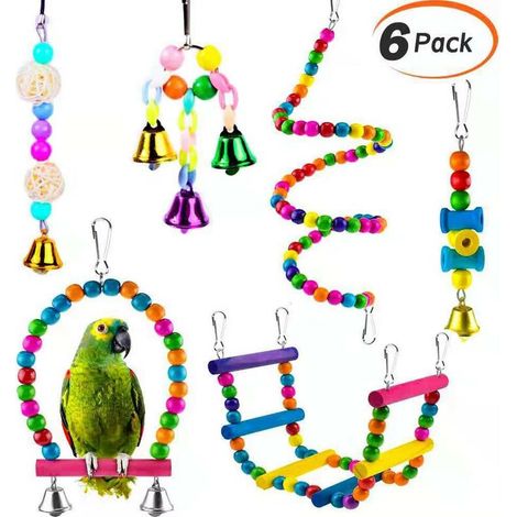 Ensemble de jouets pour perroquet Set Toys Ensemble de 6 jouets pour oiseaux (1/5)