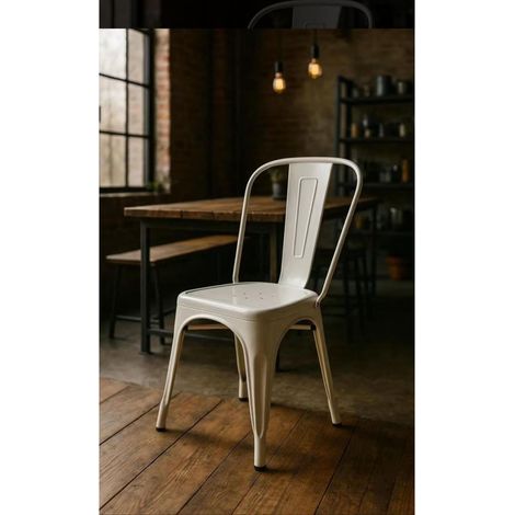 BETA Chair in Matte Black Metal, Stackable Dining Room Chair for Kitchen and Office, Durable Steel Design with Non-Slip Feet, Elegant Industrial Style, Supports 110 kg - SpazioLuzio (1/5)