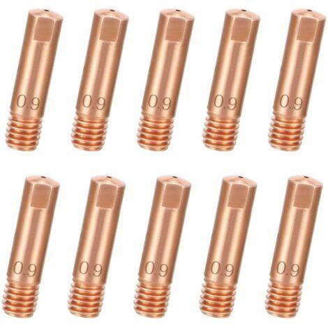 BUNTHAUS 10 Pcs Buse de Soudage pour Mig, Pointe de Contact 0.9mm, Buse de Soudage 0.9 pour Torche de Soudage mb15 MIG MAG AK15 (0,9 x 25 mm)