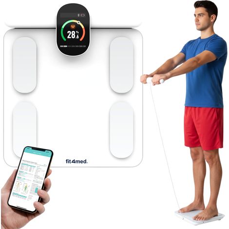 Bilancia WOBELL con analisi della composizione corporea, bianca, intelligente, con connessione Bluetooth al telefono. (1/5)