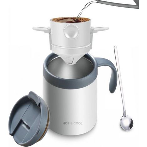 Tragbare Camping-Kaffeemaschine 473 ml (16 oz) - Kaffeeset / Kaffeekit - Camping-Kaffeemaschine / Reise-Kaffeekit / Camping-Kaffeekit - Ideal für Outdoor-Aktivitäten und Urlaub (1/5)