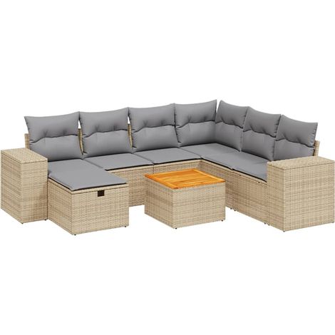 Maison Exclusive - Juego de sofás jardín con cojines beige mezcla (1/4)