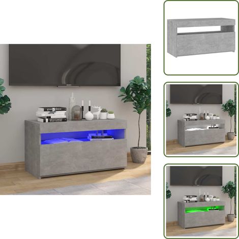 TV-Schrank mit LED-Leuchten Betongrau 75x35x40 cm - TV Schrank - Holzwerkstoff Möbel - LED Beleuchtung - Wohnraum Dekoration - Moderner Fernsehtisch (1/5)