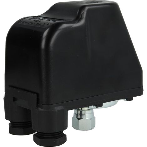 Le Sanitaire – Pressostat 1/4' FF – Tension 230V AC – Pression 1-4.8 bar – Hystérésis réglable pour commande de pompes – Classe de protection IP44