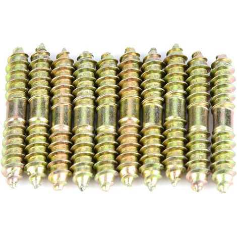 Lot de 10 vis à double tête 6x40mm pour assemblage de meubles en bois, connecteur de menuiserie à extrémités doubles (1/5)
