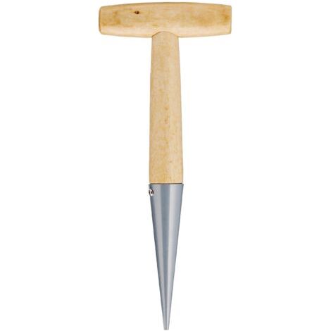 Plantoir à bulbes avec pointe en acier 27 cm - Plantoir à main avec manche en bois solide - Outil de jardinage pour adultes, Marron (1/4)