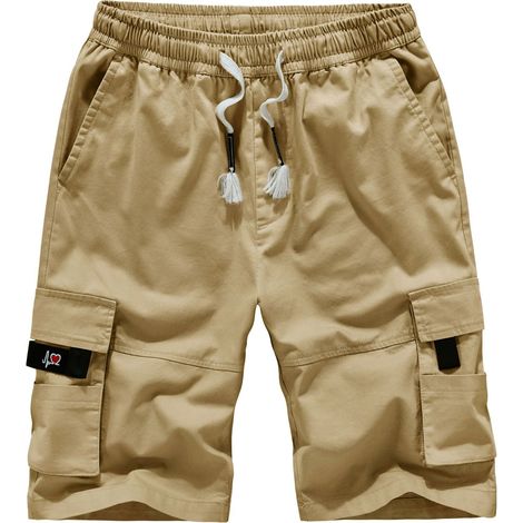 1 short cargo homme, taille élastique, coupe décontractée, en coton, pour loisirs et travail (1/5)