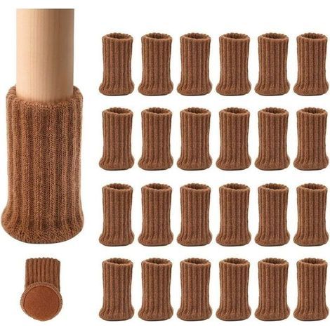24 Pairs of Non-Slip Knitted Furniture Socks for Chair Legs, to Prevent Scratches and Reduce Noise, Move Easily, Brown (1/5)