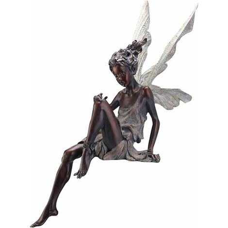 Statue de Fée Assise Statue de Fée Assise pour Jardin Résine Artisanat Aménagement Paysager Cour Décoration Fée Figurines Cadeau pour Bureau à Domicile Table de Bureau (1/4)