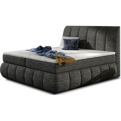 Lit continental tissu noir chiné Florencia-140x200 (1/5)
