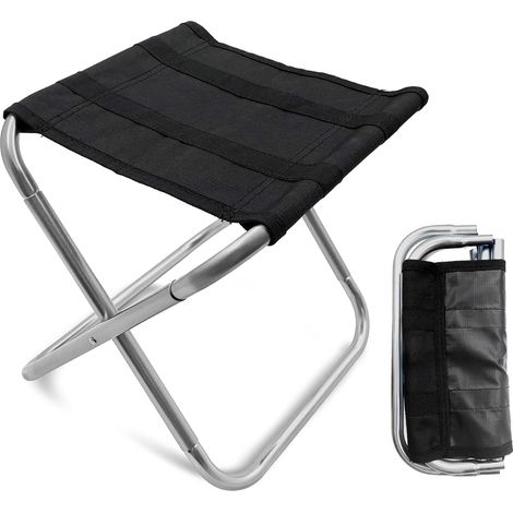 Klappbarer Campinghocker, tragbarer Outdoor-Hocker zum Angeln, Wandern und Grillen, aus robustem Aluminium und Nylon (28 x 24 x 22 cm) – Grau