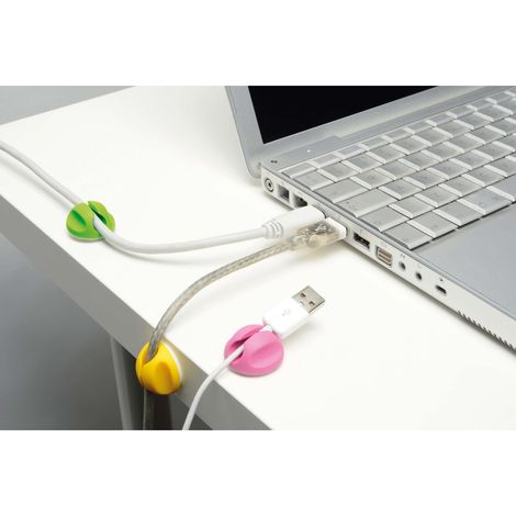 d-line Kabelclips auto-adhésifs rose jaune vert 27 mm