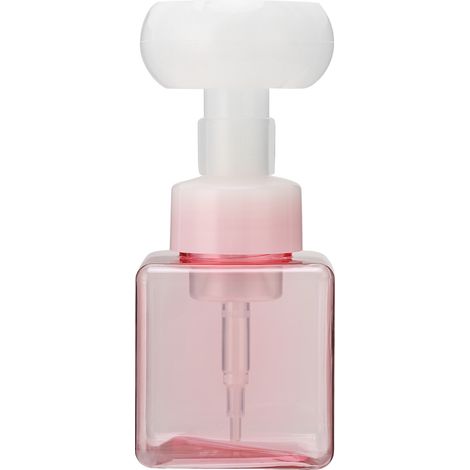 Flacon pompe mousse rechargeable forme fleur, distributeur savon mousse transparent 250ml rose fleuri, bouteille voyage refermable (1/5)