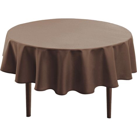 Nappe ronde 180cm Marron Imperméable Anti-froissage Polyester pour Cuisine & Fêtes