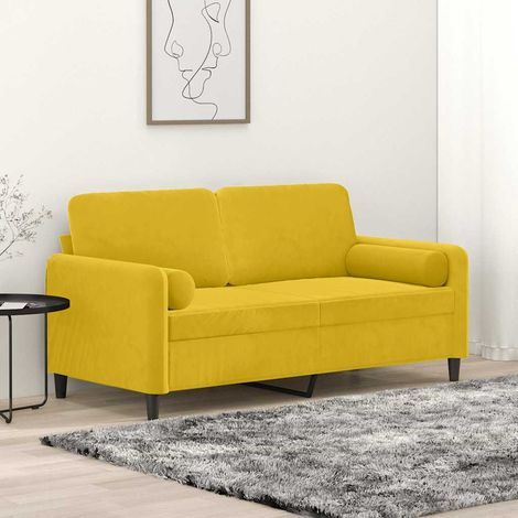 2-Sitzer-Sofa mit Zierkissen Gelb 140 cm Samt