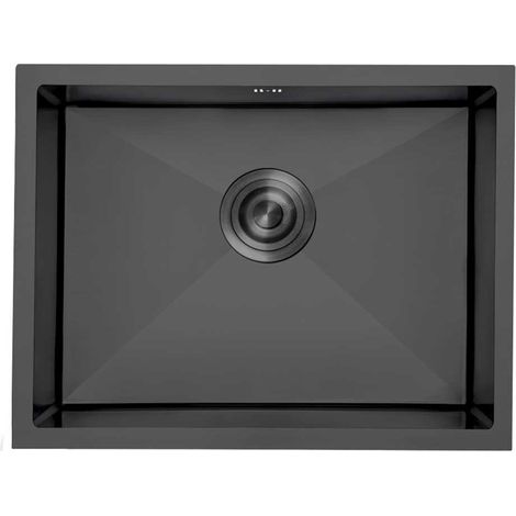 Fregadero Omega Bajo Encimera Insonorizado 20 cm Profundidad Negro Y Gris Gresinex Tamaño: 50x45 - Color: Negro Antracita (1/5)