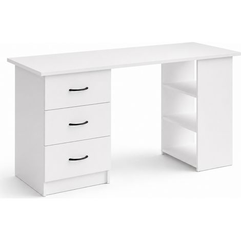Scrivania Moderna Con 3 Cassetti E 3 Vani A Giorno Scrittoio Struttura In MDF Resistente Design Minimal Ideale Per Ufficio Studio Cameretta E Smart Working 120 X 49 X 72 Cm Bianco (1/5)
